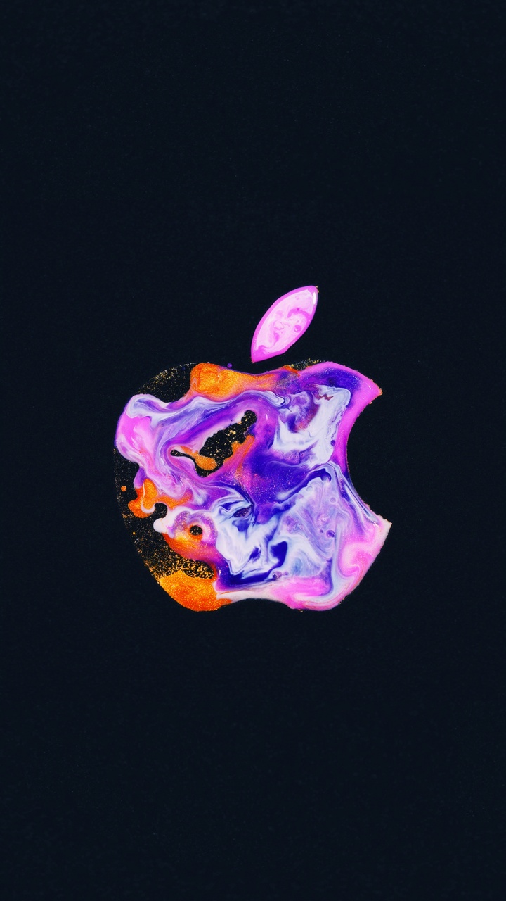 Apple logo Wallpaper 4K, iPhone 12, Liquid art, Black